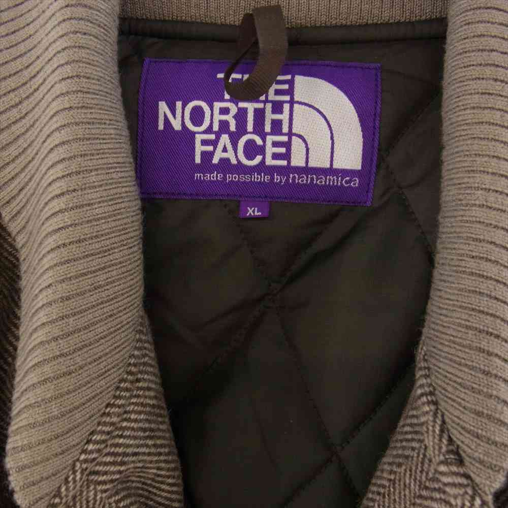 THE NORTH FACE ノースフェイス NY2261N PURPLE LABEL Tweed Varsity Jacket パープルレーベル ツイード バーシティー 中綿 ジャケット グレー系 グレイッシュブラウン系 XL【中古】