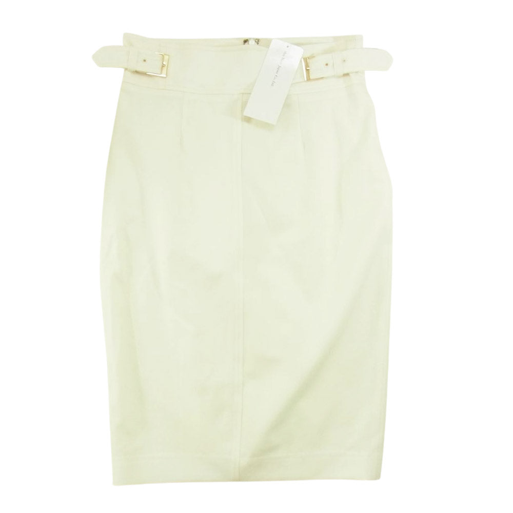 MAX MARA マックスマーラ 16-10-60213 STUDIO 赤タグ イタリア製 ベルテッド スカート ホワイト系 36【中古】