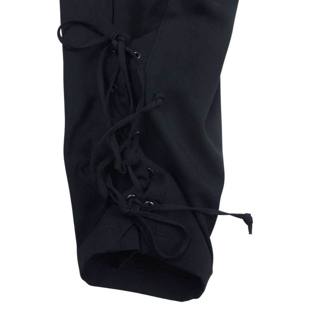 Yohji Yamamoto POUR HOMME ヨウジヤマモトプールオム 19AW HC-P39-100 ウールギャバジン 前裾レースアップ パンツ ブラック系 2【美品】【中古】