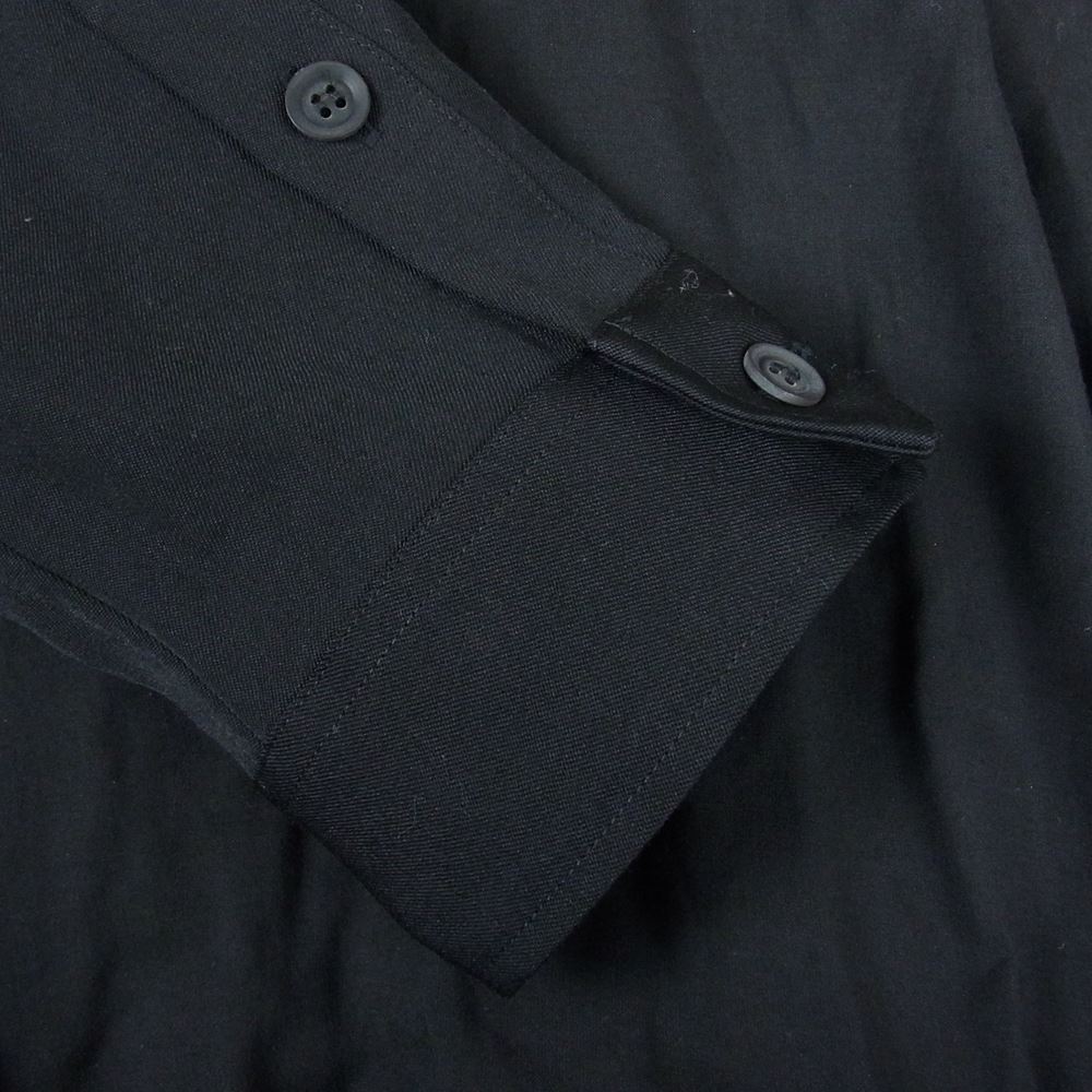 Yohji Yamamoto POUR HOMME ヨウジヤマモトプールオム 20AW HR-B47-880 リンクル ギャバジン テンセル スウィチング ドレープ シャツ ブラック系 2【美品】【中古】