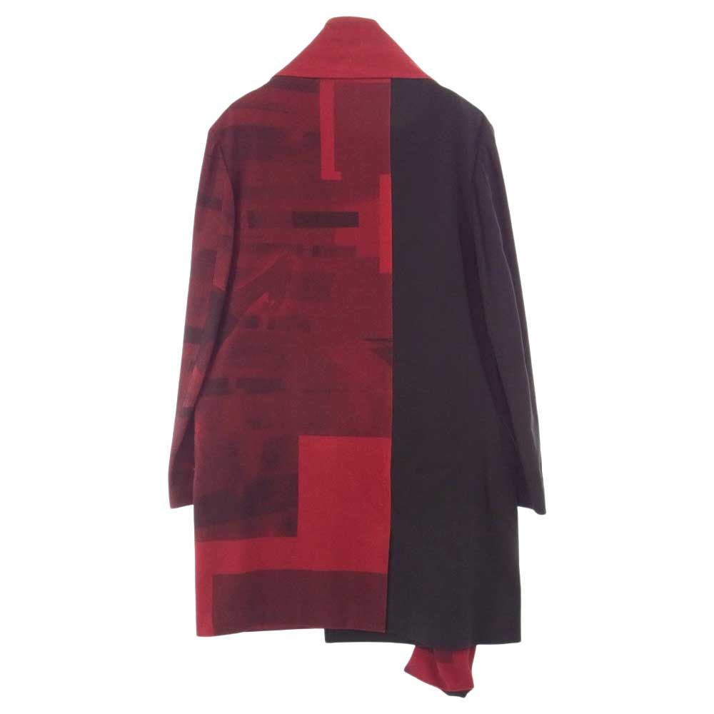 Yohji Yamamoto POUR HOMME ヨウジヤマモトプールオム 18AW HV-J29-822 赤フラノ ストール ジャケット ブラック系 レッド系 2【美品】【中古】