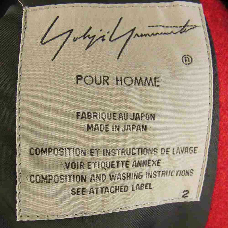 Yohji Yamamoto POUR HOMME ヨウジヤマモトプールオム 18AW HV-J29-822 赤フラノ ストール ジャケット ブラック系 レッド系 2【美品】【中古】