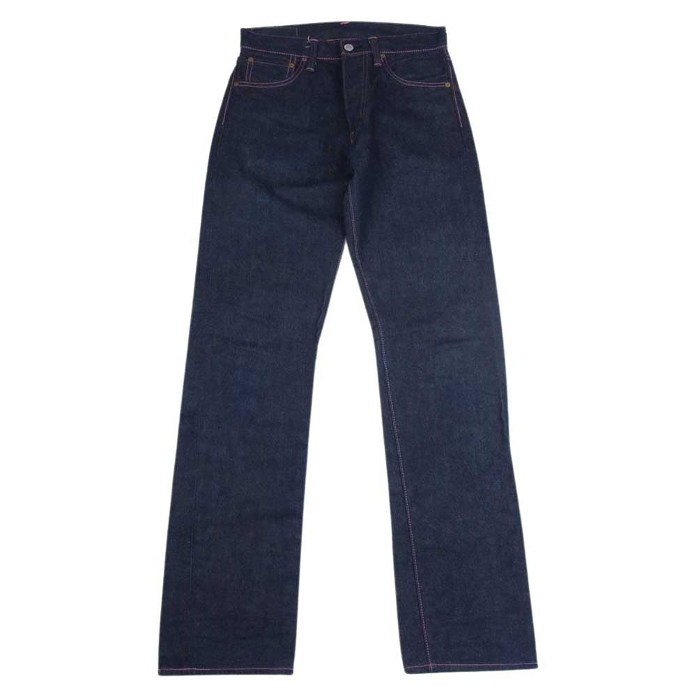 EVISU エヴィス Lot.2000 大黒 カモメ ペイント デニム パンツ  ネイビー系 ピンク系 28×35【中古】