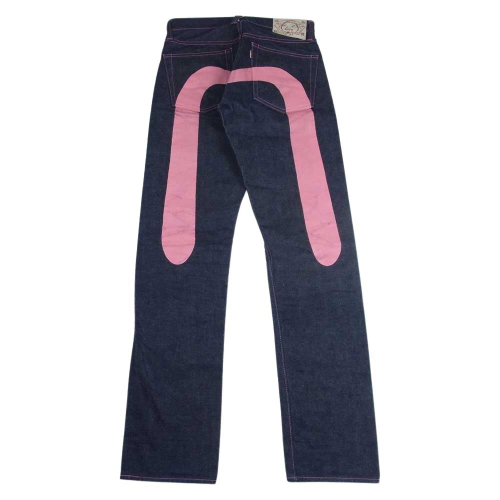 EVISU エヴィス Lot.2000 大黒 カモメ ペイント デニム パンツ  ネイビー系 ピンク系 28×35【中古】