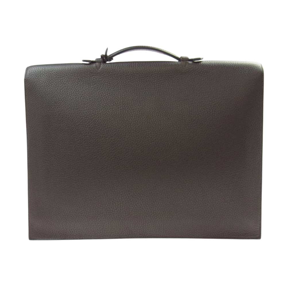 HERMES エルメス サックアデペッシュ 41 トゴ □H刻印 シルバー金具 レザー ビジネス ブリーフケース バッグ ダークブラウン系【中古】