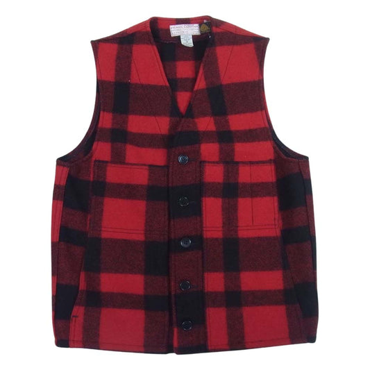 FILSON フィルソン Mackinaw Vest マッキーノ ウール チェック ベスト レッド系 38【中古】