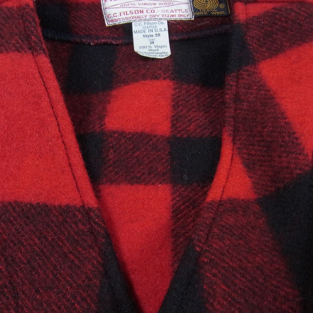 FILSON フィルソン Mackinaw Vest マッキーノ ウール チェック ベスト レッド系 38【中古】