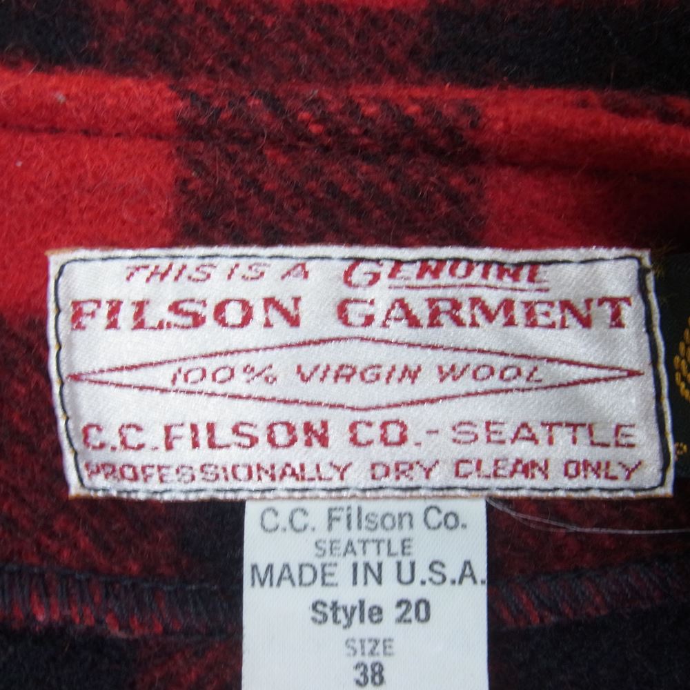 FILSON フィルソン Mackinaw Vest マッキーノ ウール チェック ベスト レッド系 38【中古】