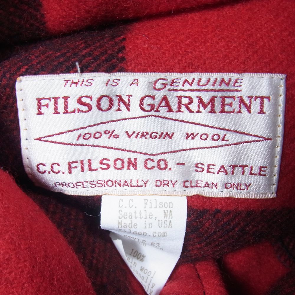 FILSON フィルソン Mackinaw Cruiser マッキーノ クルーザー ウール チェック ジャケット レッド系 38【中古】