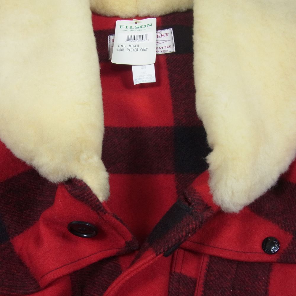 FILSON フィルソン WOOL PACKER COAT ボア ショールカラー ウール マッキーノ チェック コート ジャケット レッド系 40【中古】