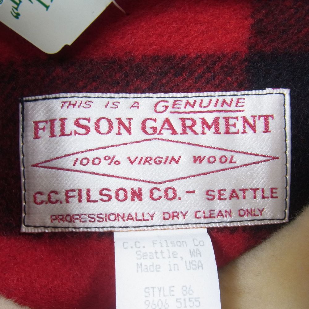 FILSON フィルソン WOOL PACKER COAT ボア ショールカラー ウール マッキーノ チェック コート ジャケット レッド系 40【中古】