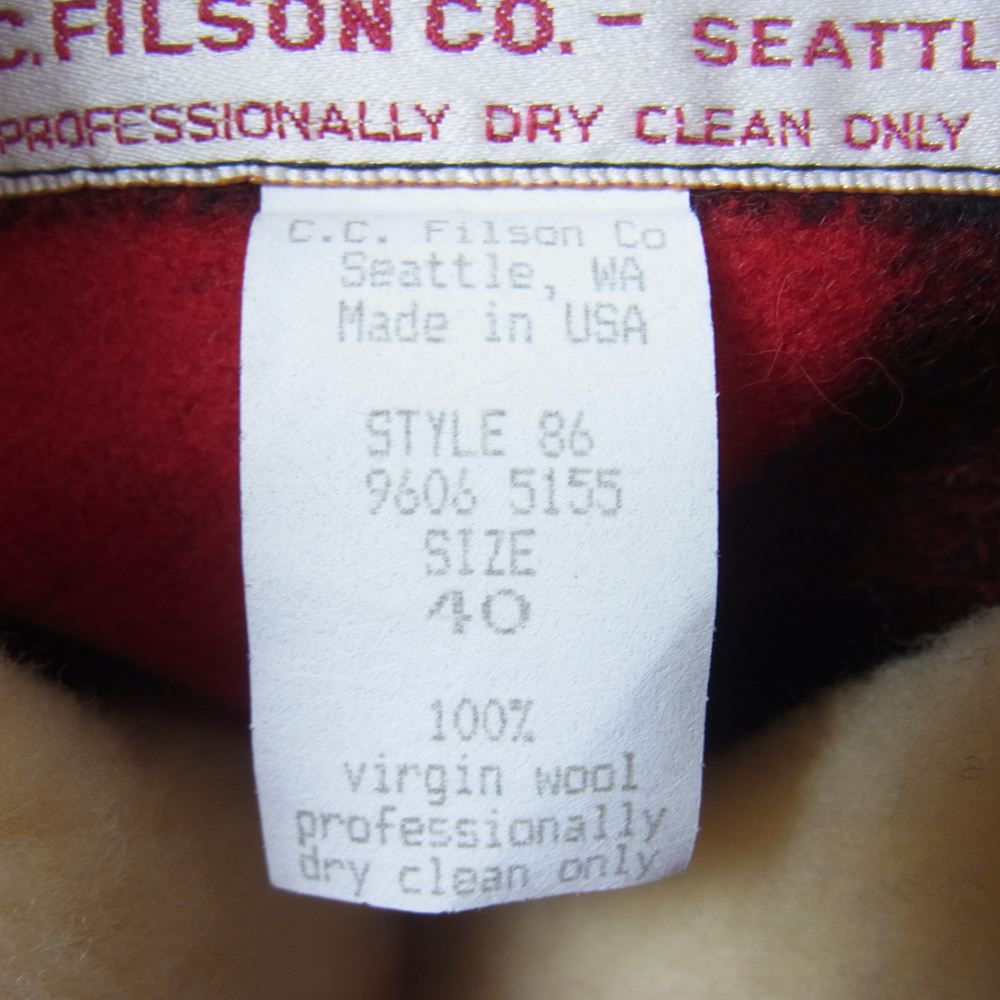 FILSON フィルソン WOOL PACKER COAT ボア ショールカラー ウール マッキーノ チェック コート ジャケット レッド系 40【中古】