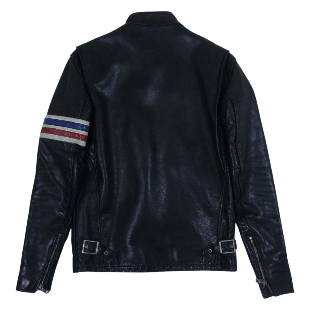 schott ショット 671 ライン入り シングル ライダース ジャケット ブラック系 34【中古】