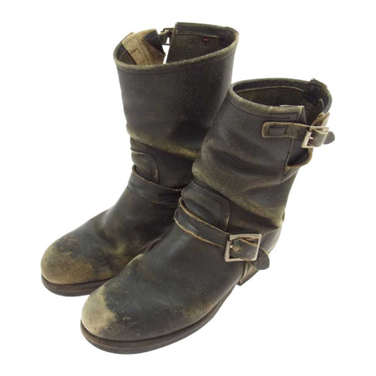 RED WING レッドウィング プリント縦羽タグ 2268 エンジニア スチールトゥ ブーツ ブラック系 6【中古】