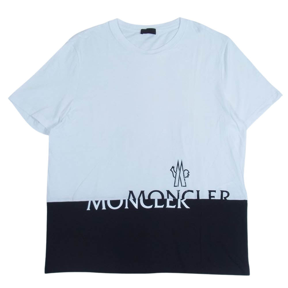 MONCLER モンクレール MAGLIA T-SHIRT ツートン ロゴ 半袖 Tシャツ ブラック系 ホワイト系 L【中古】