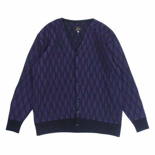Needles ニードルス J0263 Wave Stripe ウェーブ ストライプ カーディガン ブラック系 パープル系 M【中古】