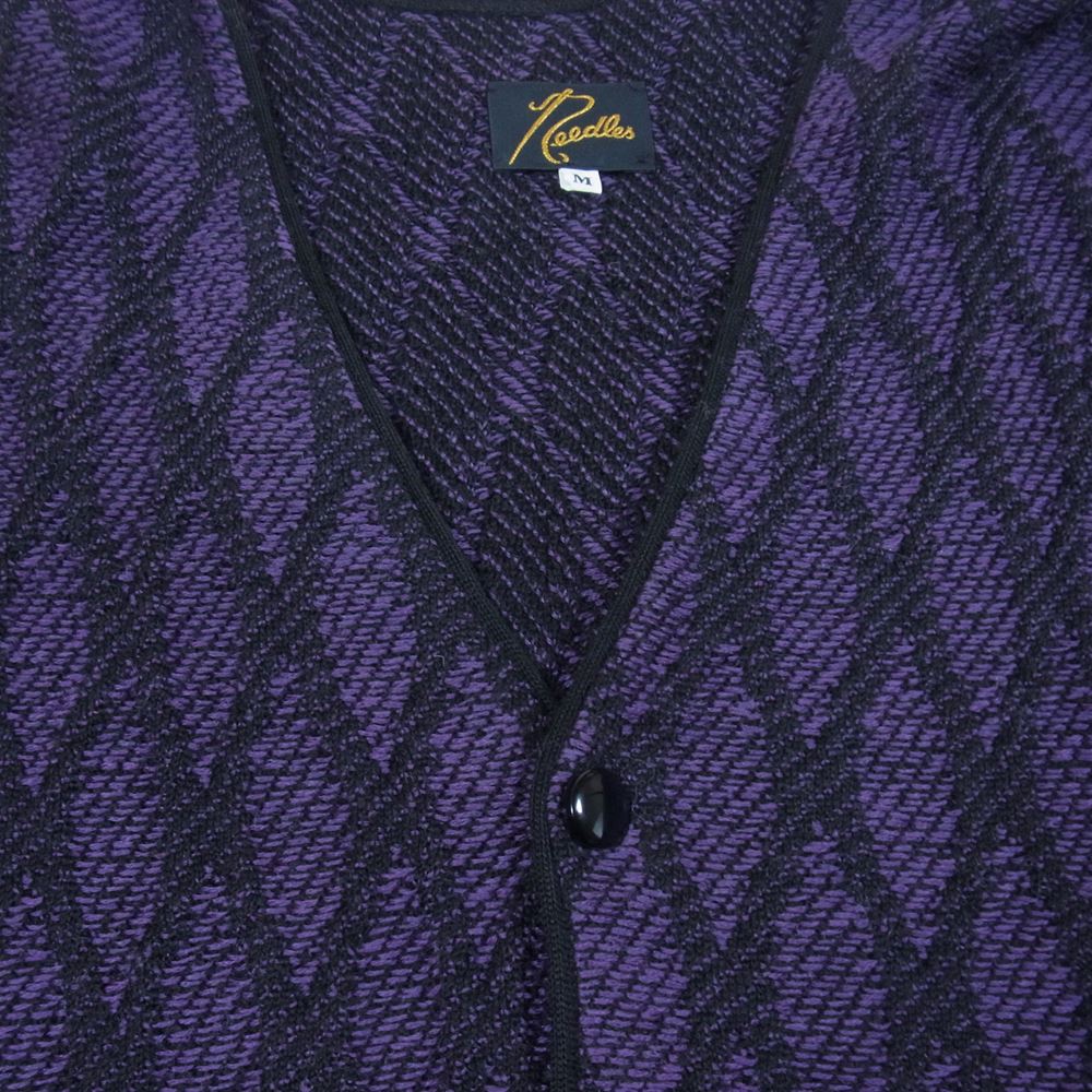 Needles ニードルス J0263 Wave Stripe ウェーブ ストライプ カーディガン ブラック系 パープル系 M【中古】