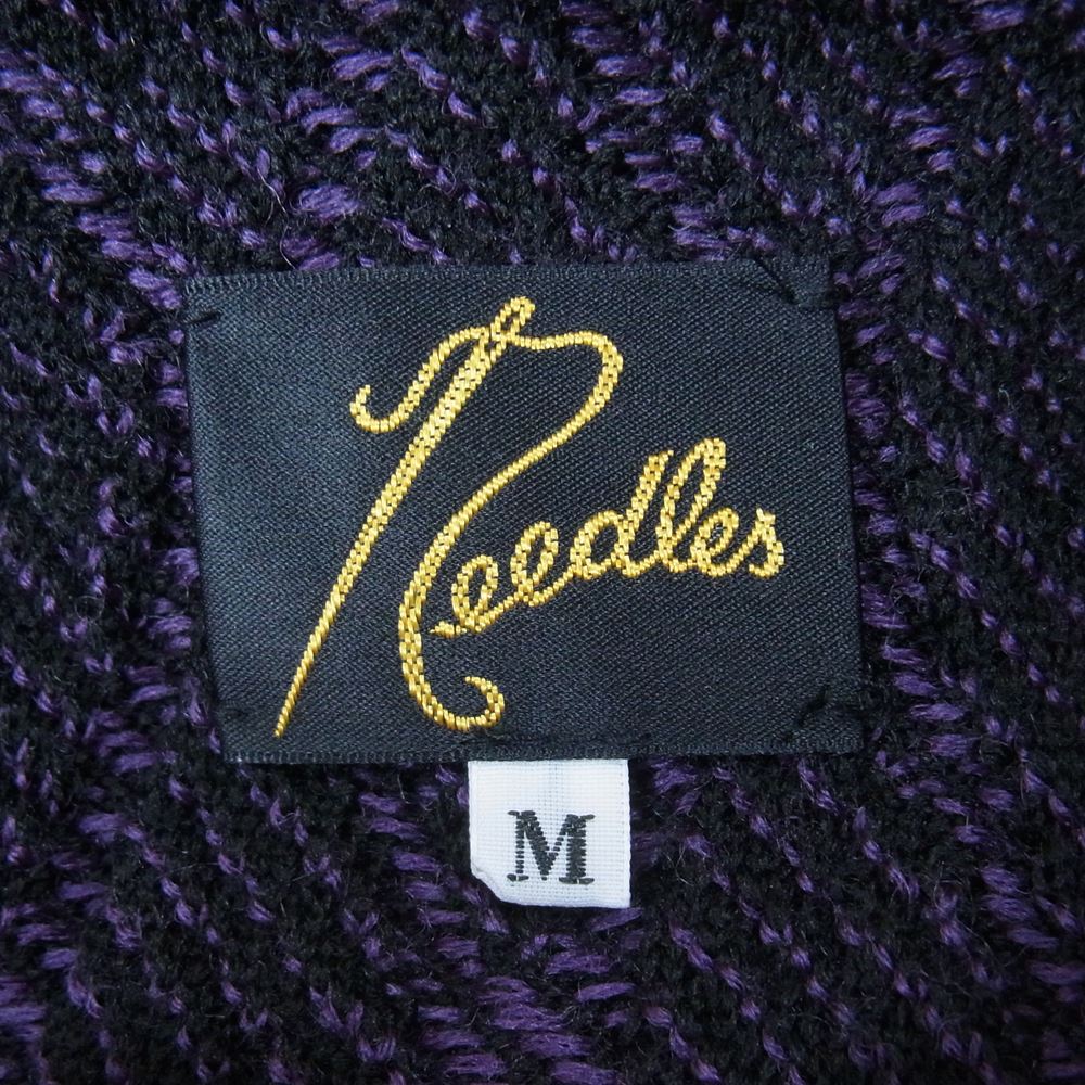 Needles ニードルス J0263 Wave Stripe ウェーブ ストライプ カーディガン ブラック系 パープル系 M【中古】
