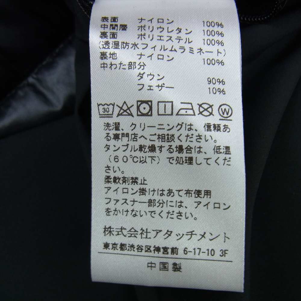 ATTACHMENT アタッチメント AC03-205 3レイヤー ライト タフタ フーデッド ダウン ブルゾン ジャケット ブラック系 1【中古】