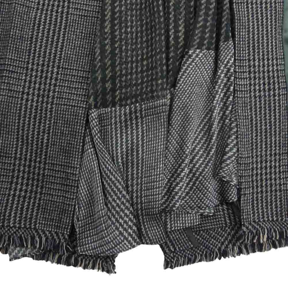 Sacai サカイ 20AW 20-05337  ウール グレンチェック サイドライン 切替 ラップ ベルテッド スカート カーキ系 1【美品】【中古】