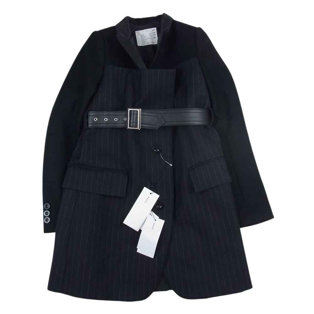 Sacai サカイ 22AW 22-06323 Chalk Stripe Jacket チョーク ストライプ レイヤード テーラード ジャケット ブラック系 1【美品】【中古】