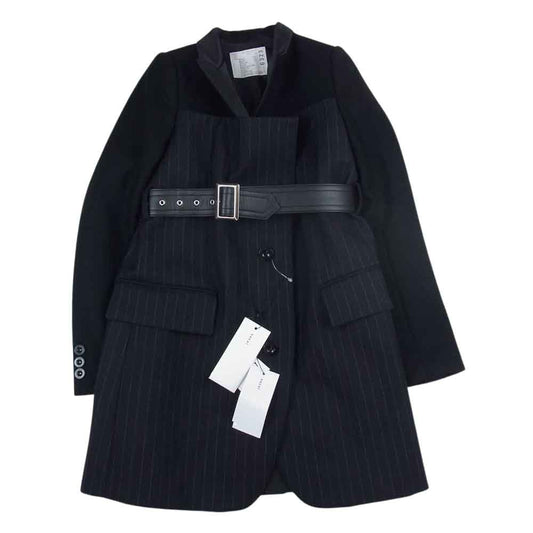 Sacai サカイ 22AW 22-06323 Chalk Stripe Jacket チョーク ストライプ レイヤード テーラード ジャケット ブラック系 1【美品】【中古】