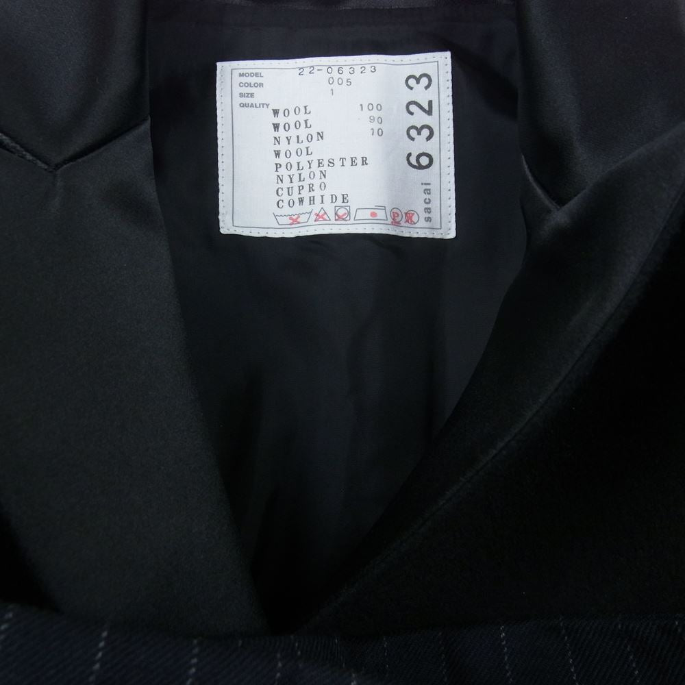 Sacai サカイ 22AW 22-06323 Chalk Stripe Jacket チョーク ストライプ レイヤード テーラード ジャケット ブラック系 1【美品】【中古】
