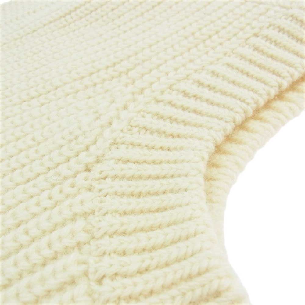 sk.0003AW22 aran pattern balaclava アラン ニット パターン バラクラバ ニット フード ホワイト系【美品】【中古】