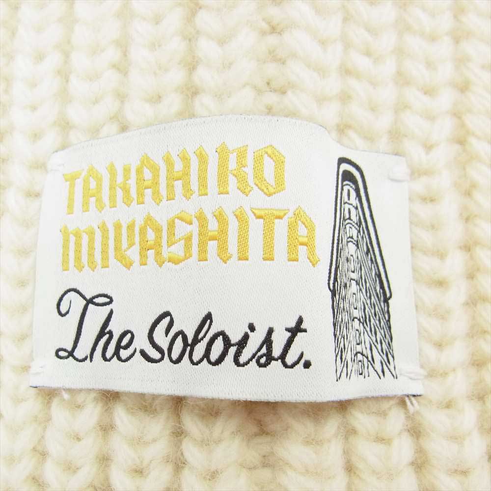 sk.0003AW22 aran pattern balaclava アラン ニット パターン バラクラバ ニット フード ホワイト系【美品】【中古】