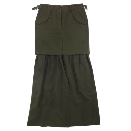 Sacai サカイ 21-05784 Suiting Skirt メルトン レイヤード スーチング マキシ スカート カーキ系 3【中古】