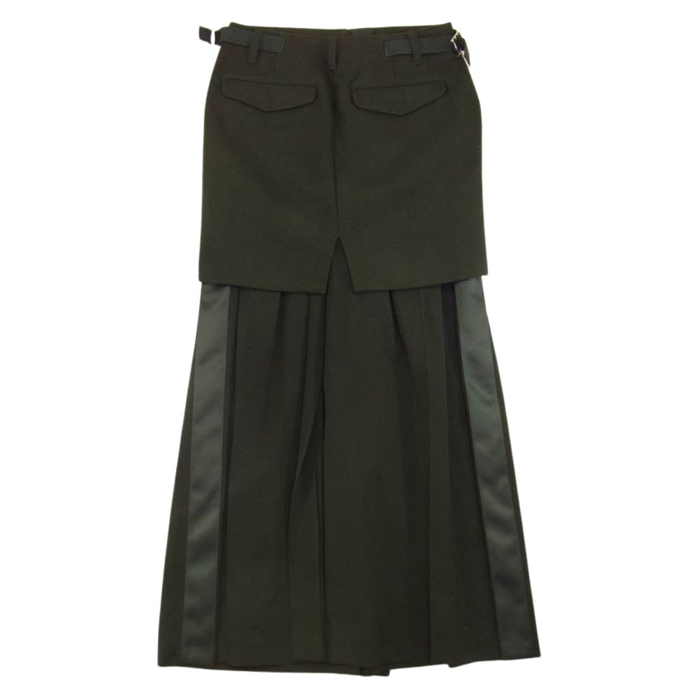 Sacai サカイ 21-05784 Suiting Skirt メルトン レイヤード スーチング マキシ スカート カーキ系 3【中古】