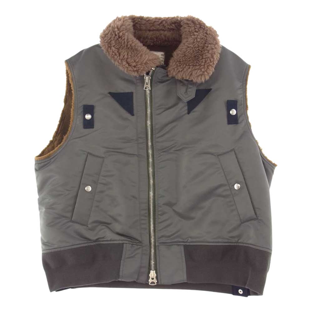 Sacai サカイ 22SS 22-02828M Nylon Twill Mix Vest ナイロン ツイル ミックス ファー ベスト グレー系 326 2【美品】【中古】