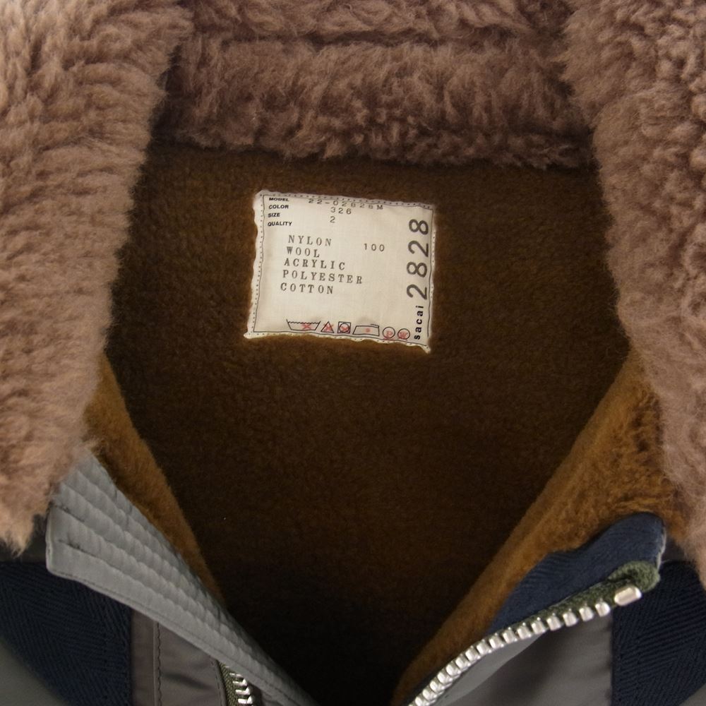 Sacai サカイ 22SS 22-02828M Nylon Twill Mix Vest ナイロン ツイル ミックス ファー ベスト グレー系 326 2【美品】【中古】