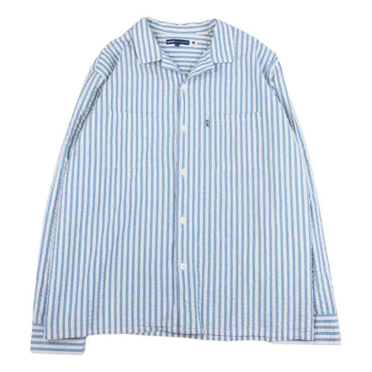 Levi's リーバイス 34359-0003 Made & Crafted メイドアンドクラフテッド Camp Shirt シアサッカー キャンプ パジャマ 長袖 シャツ ホワイト系 ブルー系 XL【中古】