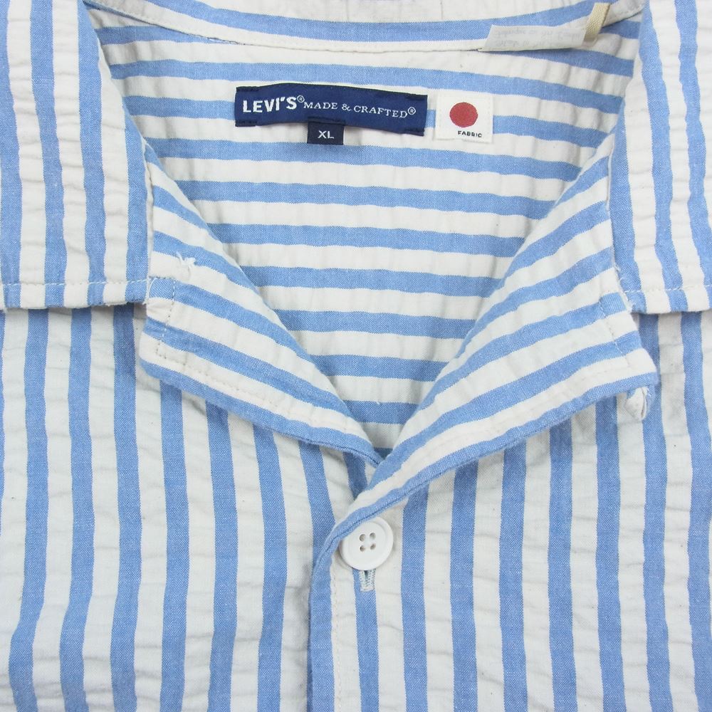 Levi's リーバイス 34359-0003 Made & Crafted メイドアンドクラフテッド Camp Shirt シアサッカー キャンプ パジャマ 長袖 シャツ ホワイト系 ブルー系 XL【中古】