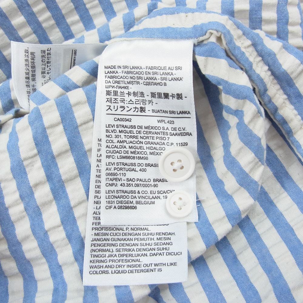 Levi's リーバイス 34359-0003 Made & Crafted メイドアンドクラフテッド Camp Shirt シアサッカー キャンプ パジャマ 長袖 シャツ ホワイト系 ブルー系 XL【中古】