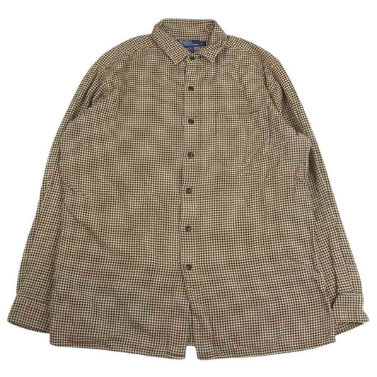 POLO RALPH LAUREN ポロ・ラルフローレン 90s 千鳥 総柄 長袖 シャツ ライトブラウン系 L【中古】