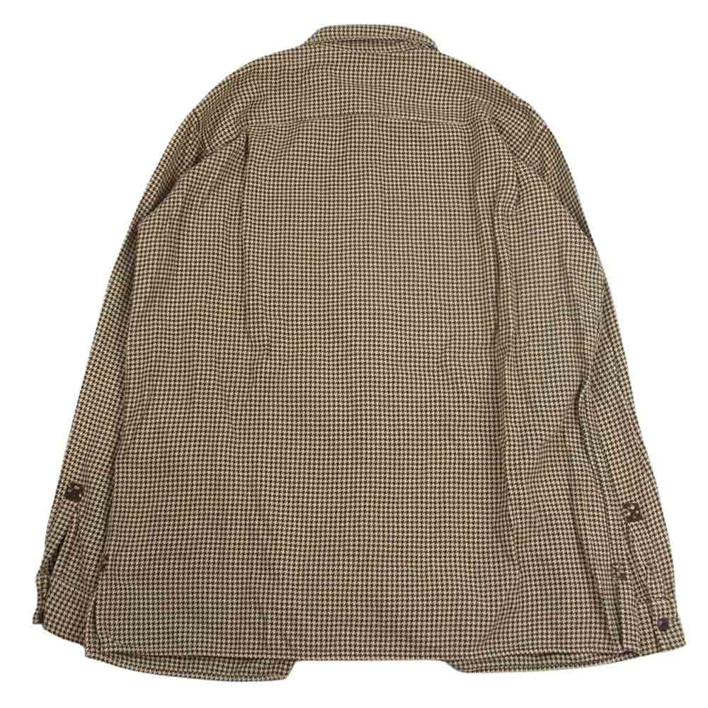 POLO RALPH LAUREN ポロ・ラルフローレン 90s 千鳥 総柄 長袖 シャツ ライトブラウン系 L【中古】