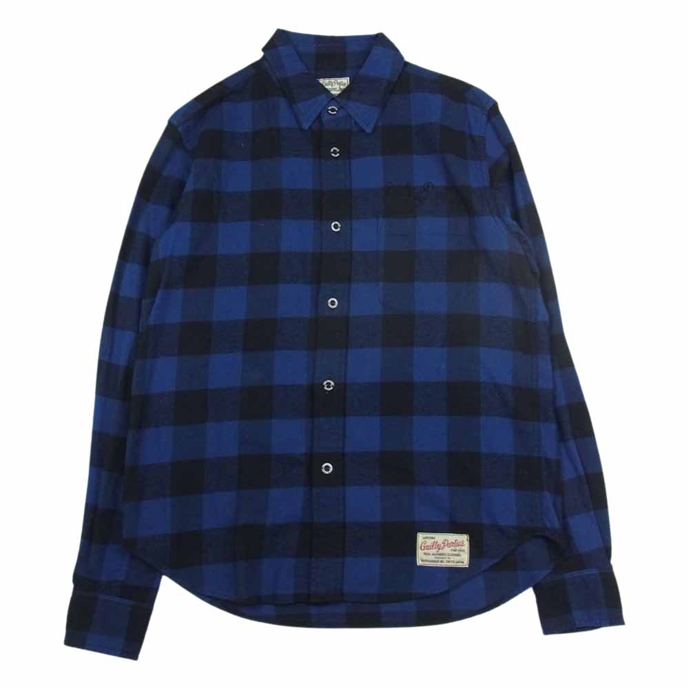 WACKO MARIA ワコマリア WMR-BLO-SHI-03 BLOCK CHECK SHIRT 長袖 ブロック チェック シャツ ブルー系 ブラック系 M【中古】