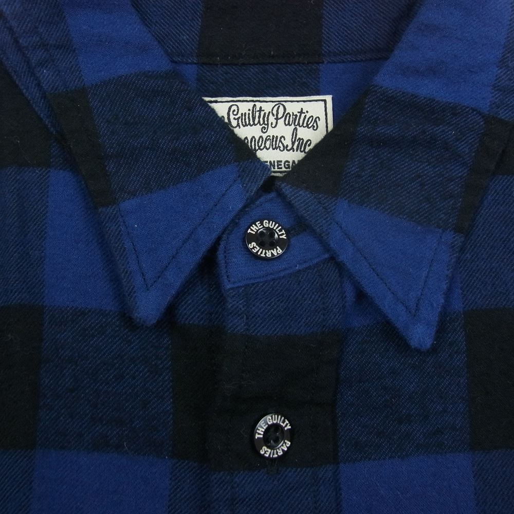 WACKO MARIA ワコマリア WMR-BLO-SHI-03 BLOCK CHECK SHIRT 長袖 ブロック チェック シャツ ブルー系 ブラック系 M【中古】