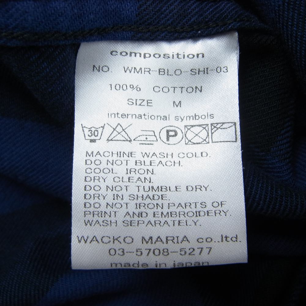 WACKO MARIA ワコマリア WMR-BLO-SHI-03 BLOCK CHECK SHIRT 長袖 ブロック チェック シャツ ブルー系 ブラック系 M【中古】