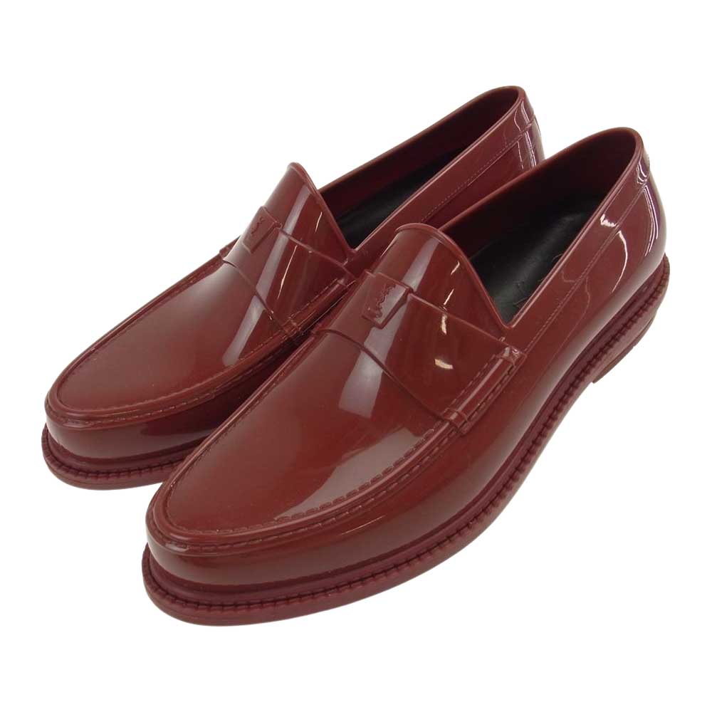 YVES SAINT LAURENT イヴサンローラン YSL LOGO LOAFER エンボス加工 ロゴ オペラシューズ  ローファー ワインレッド系 41【中古】