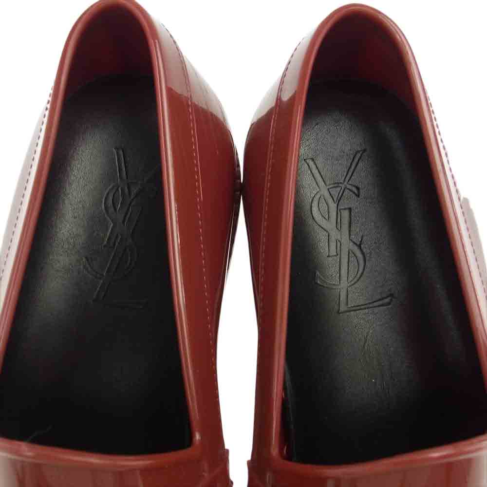 YVES SAINT LAURENT イヴサンローラン YSL LOGO LOAFER エンボス加工 ロゴ オペラシューズ  ローファー ワインレッド系 41【中古】