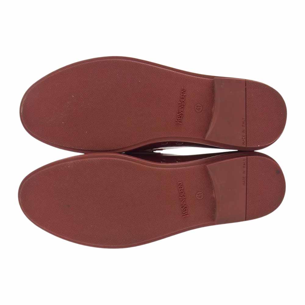 YVES SAINT LAURENT イヴサンローラン YSL LOGO LOAFER エンボス加工 ロゴ オペラシューズ  ローファー ワインレッド系 41【中古】