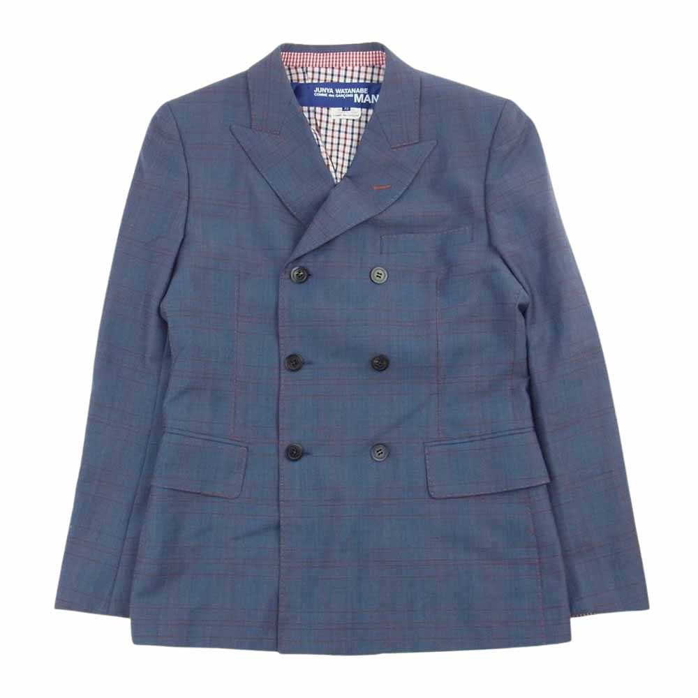 JUNYA WATANABE COMME des GARCONS MAN ジュンヤワタナベコムデギャルソンマン AD2012 WK-J008 チェック ダブル テーラード ジャケット タック スラックス パンツ セットアップ マルチカラー系 XS【中古】