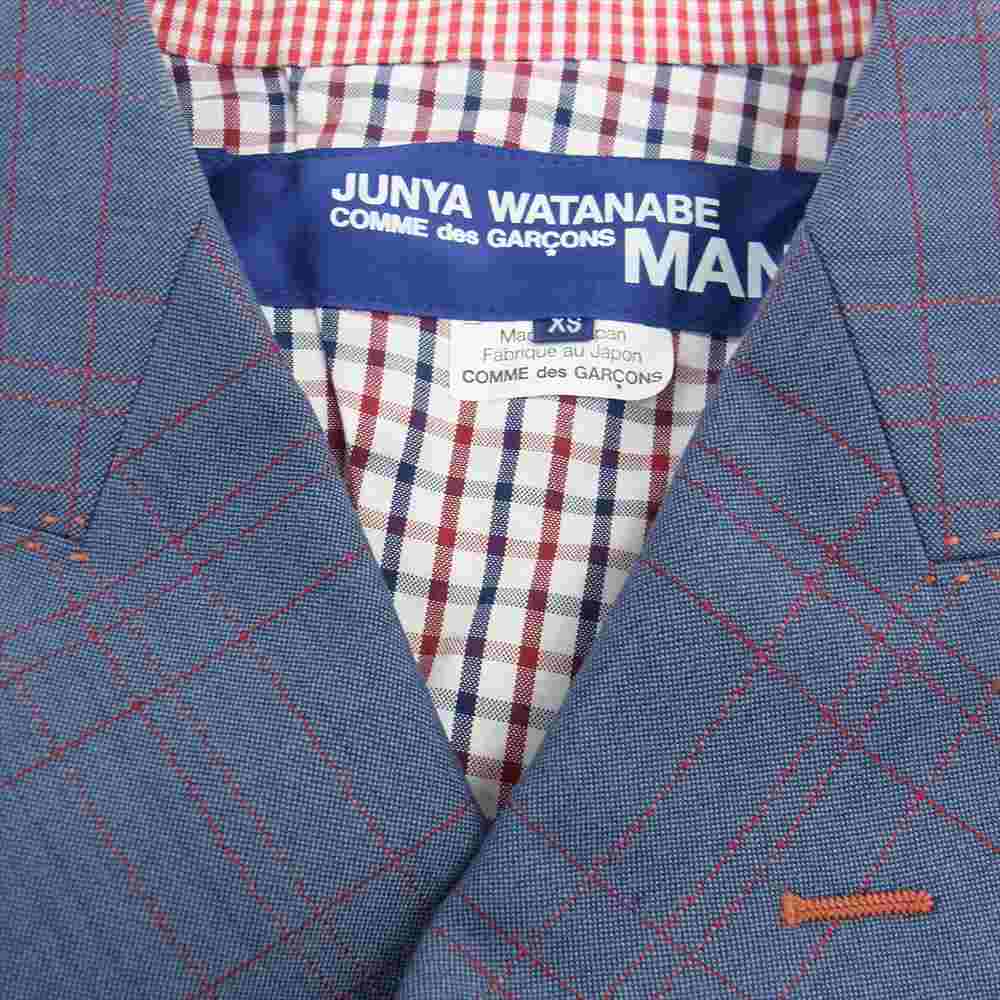 JUNYA WATANABE COMME des GARCONS MAN ジュンヤワタナベコムデギャルソンマン AD2012 WK-J008 チェック ダブル テーラード ジャケット タック スラックス パンツ セットアップ マルチカラー系 XS【中古】