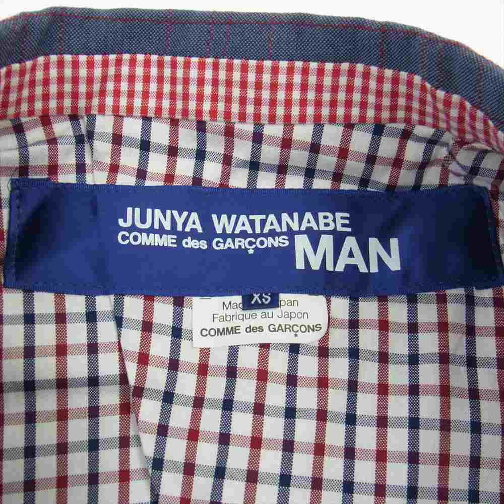 JUNYA WATANABE COMME des GARCONS MAN ジュンヤワタナベコムデギャルソンマン AD2012 WK-J008 チェック ダブル テーラード ジャケット タック スラックス パンツ セットアップ マルチカラー系 XS【中古】