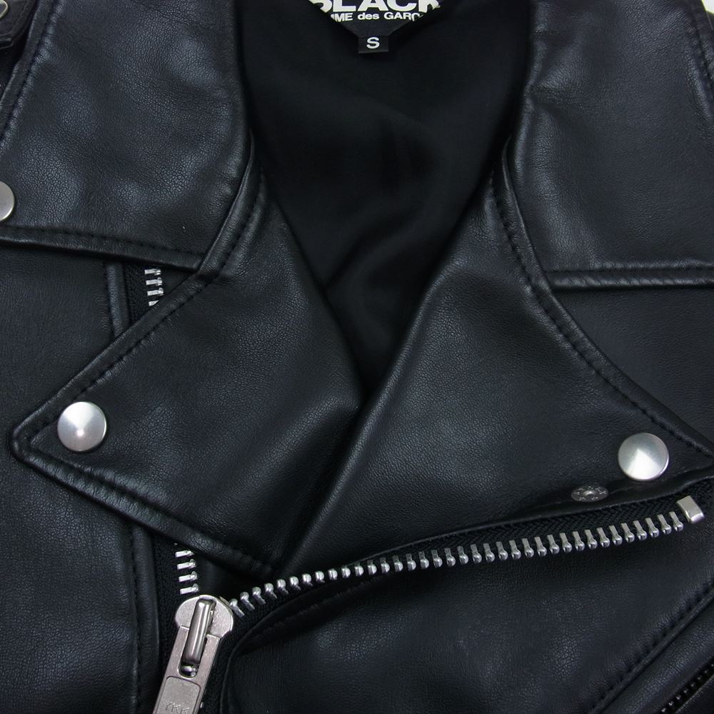 BLACK COMME des GARCONS ブラックコムデギャルソン AD2011 1H-J023 フェイクレザー ダブル ライダース ジャケット ブラック系 S【中古】