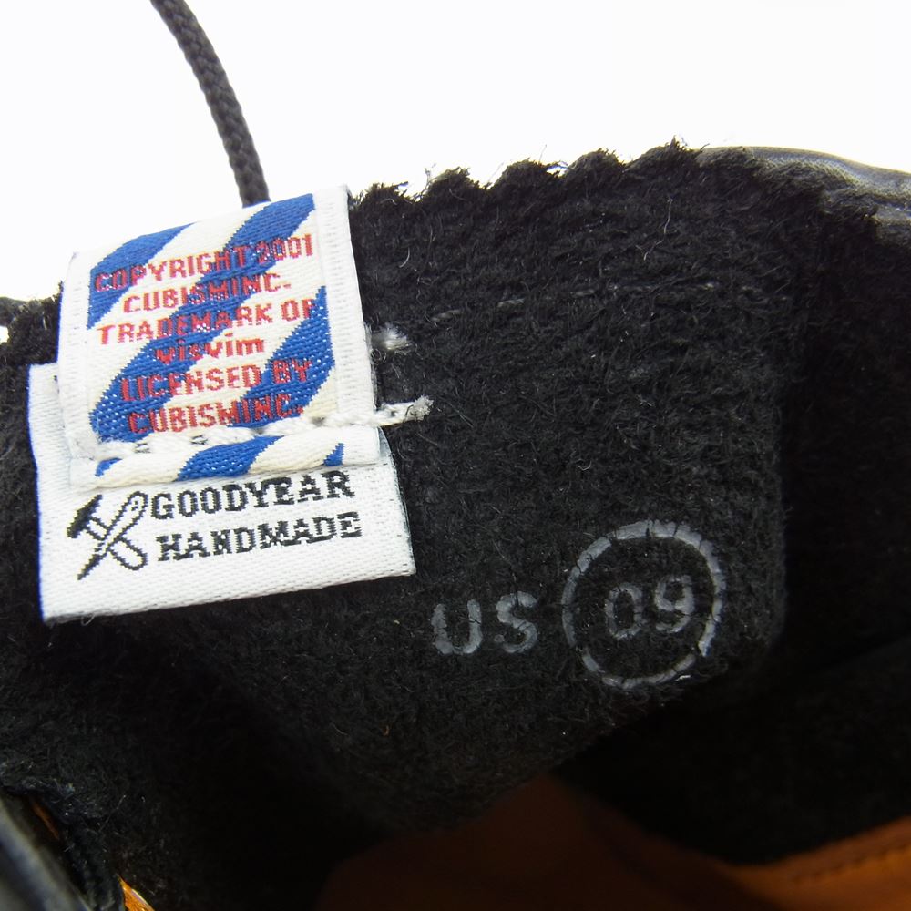VISVIM ビズビム V10007522-01 PATRICIAN W.T. MID-FOLK パトリシアン ミッドカット フォーク レースアップ ブーツ ブラック系 US9【極上美品】【中古】