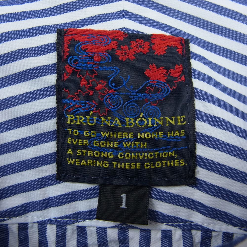 BRU NA BOINNE ブルーナボイン 4436 くしゅっとSPシャツ ストライプ ホワイト系 ブルー系 1【中古】